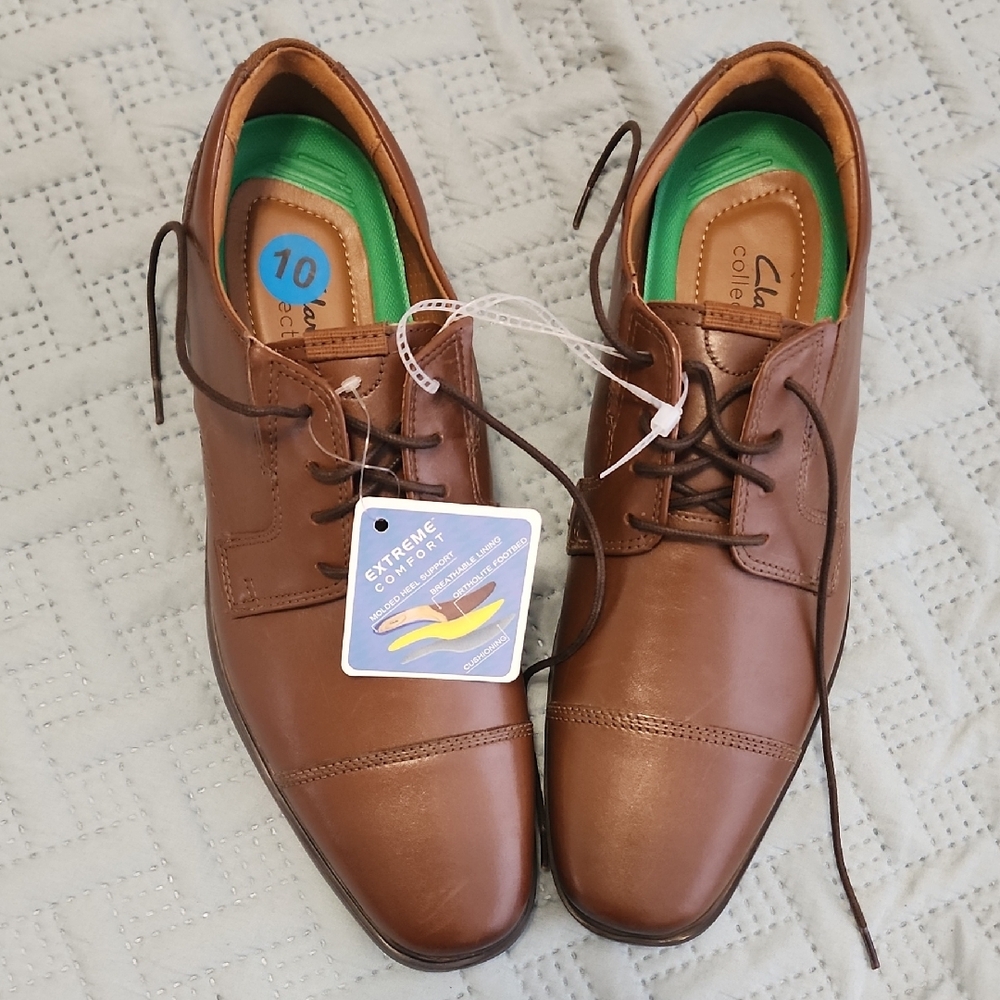 Clarks Tan Leather Men's Oxfords